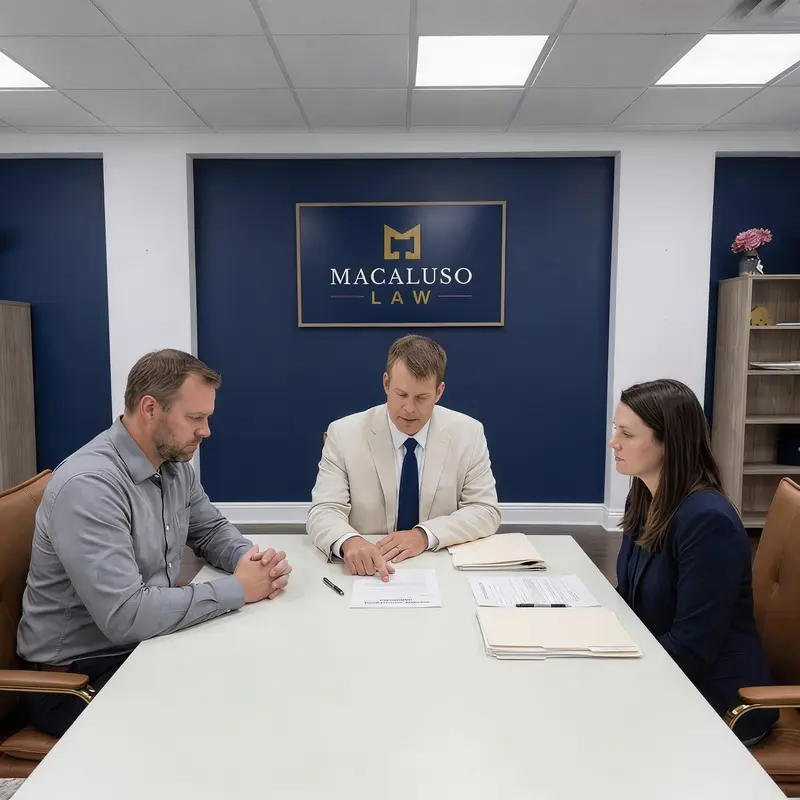 Attorney meeting with a couple for divorce mediation
